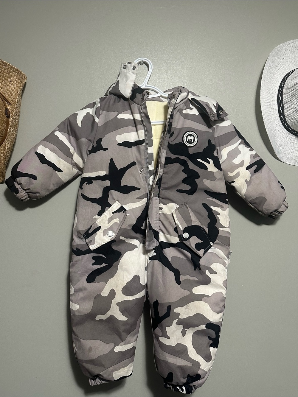 Grey Camo toddler Snowsuit with Hood
